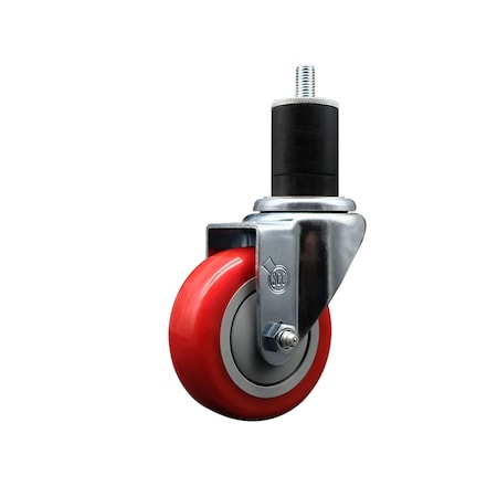 Service Caster 3.5'' SS Red Poly Wheel Swivel 1-3/4'' Expanding Stem Caster SCC-SSEX20S3514-PPUB-RED-134